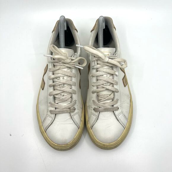 VEJA Esplar White and Gold Leather Sneakers Women's 7 US - Picture 5 of 9